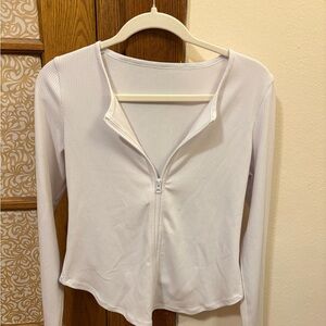 ALO Yoga White Ribbed Long Sleeve Top